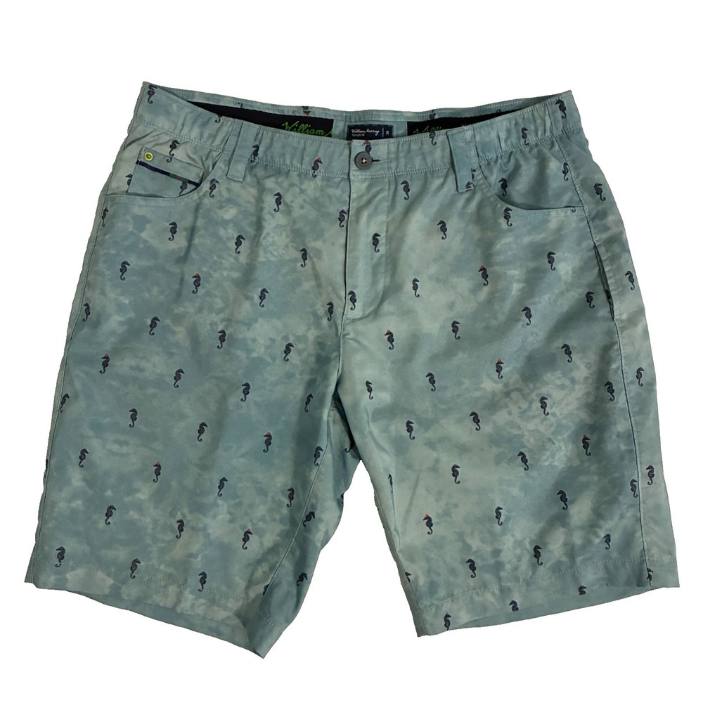 William Murray Straight Fit Golf Shorts Men Size 38 Performance Sea Horse Preppy